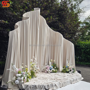 SMOOTH Hot Sale S Curve Shape Metal <b>Backdrop</b> <b>Stand</b> Adjustable Height with Flowing Chiffon Drapery Wedding <b>Backdrop</b> Decor - Product Image 2