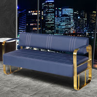 Canapé moderne pour salon de coiffure Fauteuil d'attente Salon de manucure Aire de repos Canapé et fauteuil de luxe en acier inoxydable