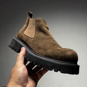 Botas de tobillo de ante británico vintage 2026 para hombre, sin cordones, de caña alta, con plataforma gruesa que aumenta la altura, estilo casual y versátil. - Product Image 5