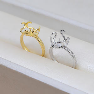 Handmade S925 <b>Silver</b> Open Flower Ring Baroque 9-11mm Pearl Tray DIY Accessories Gold Plated <b>Beads</b> 10mm Size Jewelry Plated - Product Image 3