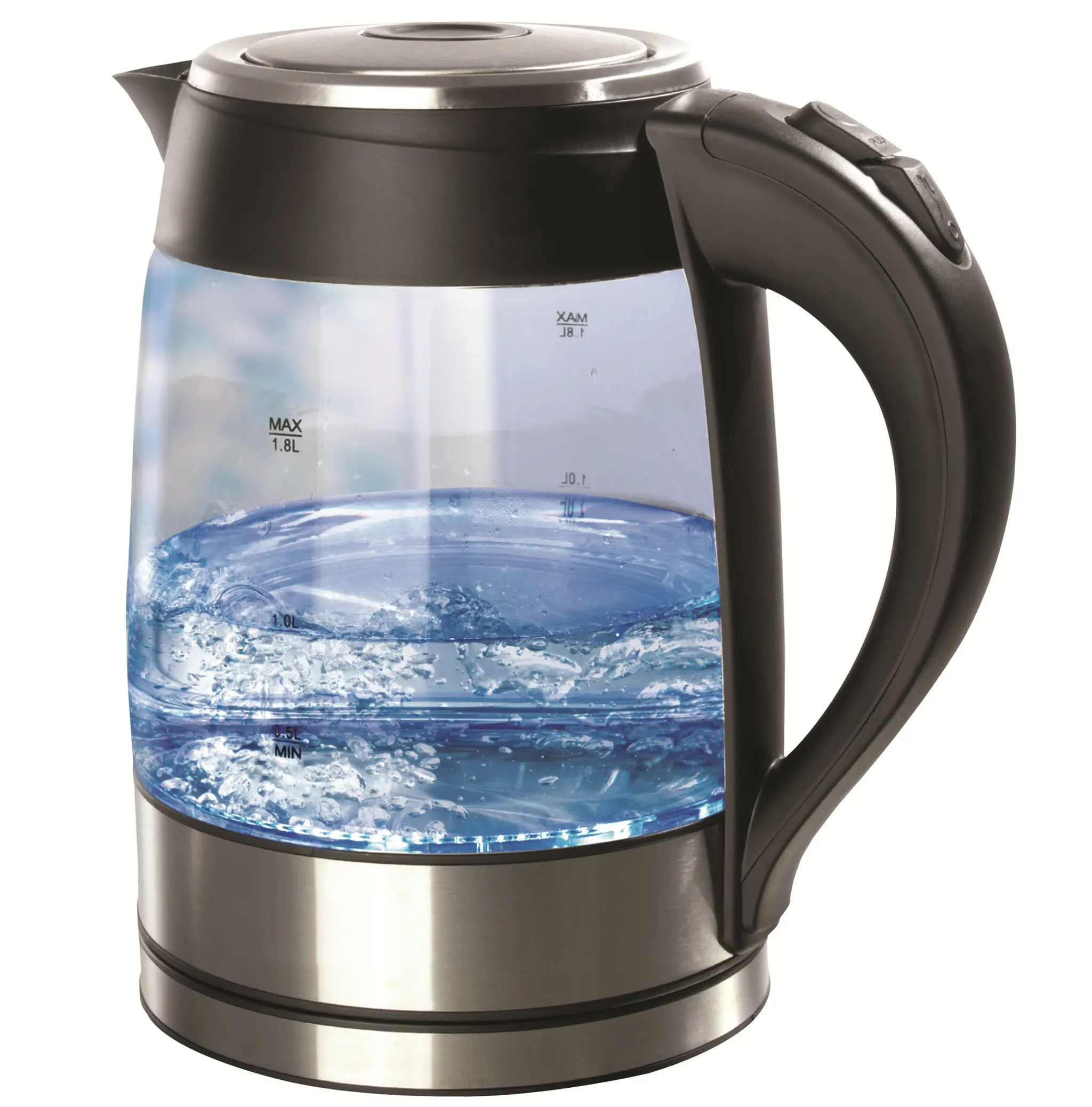 Best sale Led light 304 S/Steel heater 2200W 1.8L glass electric water kettle