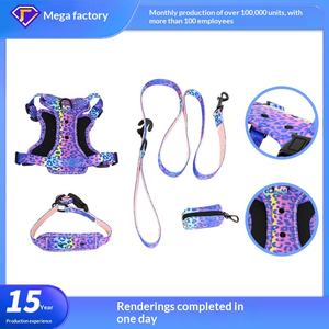 Arnés de tracción para perros pequeños con estampado de leopardo, orificio para el pecho y la espalda, pegatina de dibujos animados DIY, reflectante, transpirable, con hebilla y cierre de cremallera - Product Image 5