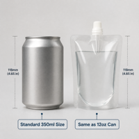 Sachet Doypack transparent personnalisé de 350 ml avec bec verseur, qualité alimentaire, imprimé en héliogravure, pour l'emballage de vodka, eau minérale et bière, expédition immédiate