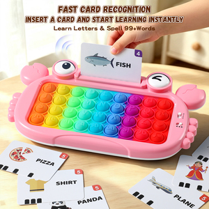 Jouet éducatif clavier ABC crabe avec 108 cartes de mots, 10 cartes musique et boutons pop arc-en-ciel - Product Image 3
