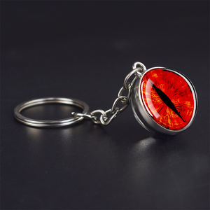 Pupilles verticales colorées boule de verre pendentif porte-clés chat serpent Dragon oeil lueur dans la nuit porte-clés en métal - Product Image 6