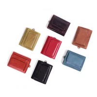 BEARKY Produk Baru Grosir Dompet Kartu Kredit Kulit Coklat Vintage dengan Ritsleting, Unisex, Mewah, Cetak Kustom