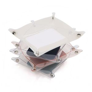 ถาดเก็บของหนังพับได้หลากสี ถาดใส PVC สำหรับจัดระเบียบของใช้บนโต๊ะทำงาน สำหรับใส่กุญแจ เหรียญ - Product Image 3