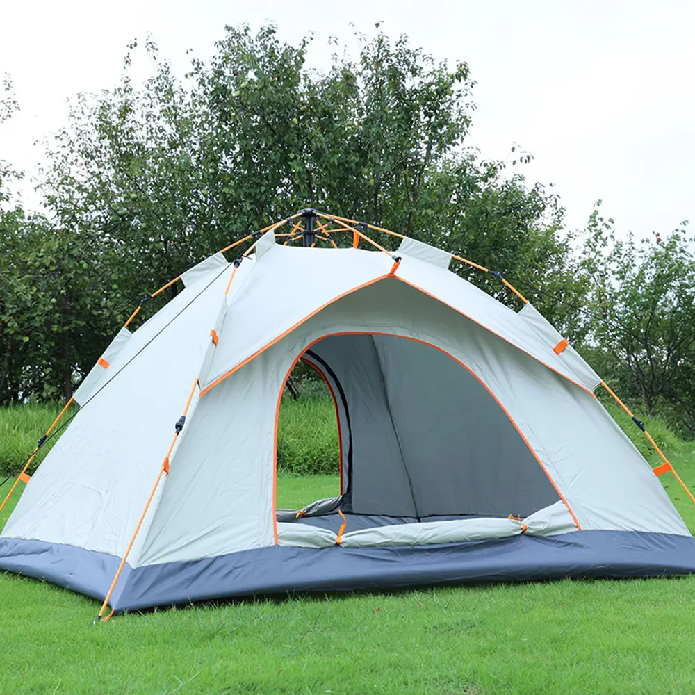 Tente de camping automatique pour le glamping, tente extérieure à double couche, tente pliante étanche portable pour 3-4 personnes, vente en gros en usine