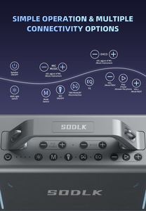 Sodlk S1116 <span class=keywords><strong>2025</strong></span> Mới 200W Karaoke Máy Xách Tay Loa Không Dây 2 Micro Không Dây 6.5M RGB LED Karaoke Loa Bass - Product Image 6