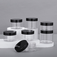 Pot de Lotion en plastique avec couvercle noir, 30ml, 50ml, 80ml, 100ml, 200ml