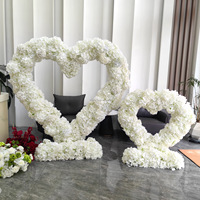Arche de fleurs artificielles en forme de cœur en soie blanche NINI, faite à la main, pour décoration de mariage