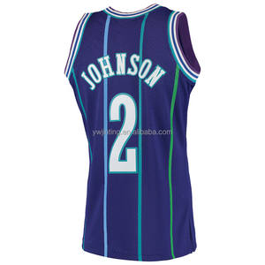 Adulto Charlotte #2 Larry Johnson Basketball Jersey dos homens respirável secagem rápida bordados camisas costuradas uniforme clássico - Product Image 3