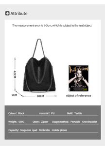 Bolso de <span class=keywords><strong>mujer</strong></span> Unisex de cuero PU negro Bolso de cuero desnudo Cadena Un hombro Diagonal Bolso de <span class=keywords><strong>mujer</strong></span> Salida de fábrica - Product Image 3