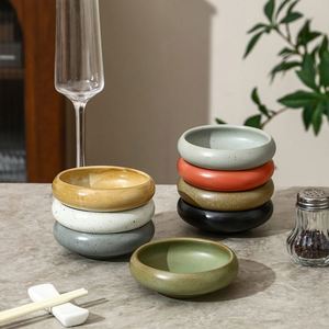 Vaisselle de restaurant, plat à condiments en céramique pour sushi, plat rond vintage exquis pour collations et desserts, bols à sauce de 3,5 pouces - Product Image 4