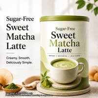 Latte au matcha sans sucre pour le thé de l'après-midi |   Matcha, érythritol et poudre de lait |   Latte maison rapide faible en sucre, sucré sans sucre ajouté