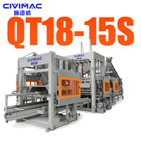 Machine de fabrication de pavés entièrement automatique pour blocs creux, pleins et emboîtables, avec système de vibration hydraulique PLC QT18-15S