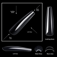 Faux ongles en gel souple extra longs pour nail art transfrontalier, patchs d'ongles en gel transparent à coller, 240 pièces en boîte, taille XXXL, denim, vente en gros