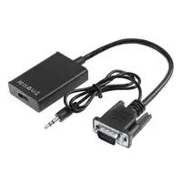 อะแดปเตอร์แปลง VGA เป็น HDMI,สายอะแดปเตอร์แปลงเสียงและวิดีโอ1080P สำหรับจอคอมพิวเตอร์สายเคเบิลตัวผู้ตัวเมียพร้อมเสียงและ USB