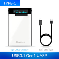 SHUOLE versione aggiornata da 2.5 pollici tipo C USB3.2 custodia per disco rigido custodia HDD dotata di doppio chip intelligenti AI