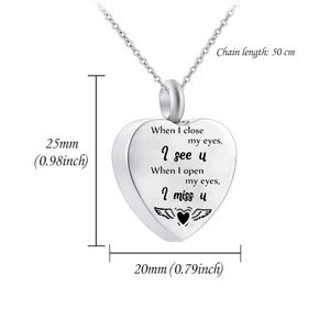 เครื่องประดับสำหรับงานศพที่ทำจากสเตนเลสจี้สำหรับสัตว์เลี้ยงเพื่อการระลึกถึงงานศพของมนุษย์เมื่อฉันหลับตาฉันคิดถึงคุณ - Product Image 2