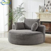 Canapé en mousse compressée ronde gris au design moderne, meubles de salon, canapé, fauteuil individuel, canapé pour appartement