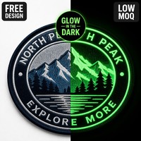Écussons tissés personnalisés phosphorescents haute densité, étiquettes lumineuses pour vêtements avec logo de marque, badges thermocollants pour vêtements de sport et chapeaux