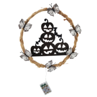 Guirlande métallique LED d'automne avec citrouille, décoration de porte pour la récolte de Thanksgiving