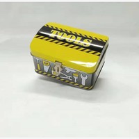 Boîte de rangement en métal jaune recyclable avec serrure pour jouets d'enfants, boîte en étain à motifs de dessins animés