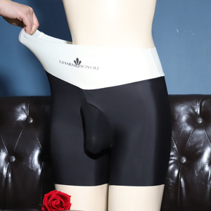 Charmosoyou Men's High-Waisted Briefs Black Nylon Knitted With Penis Sleeve Summer Style - Product Image 1