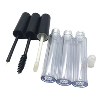 4 ml Bouchon noir brillant/givré Bouteille en plastique transparente Injection corporelle Rouge à lèvres Eyeliner Brosse à cils Tête Pompe Pulvérisateur