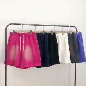 Streetwear lourd blanc curling surdimensionné lavage à l'acide Streetwear impression goutte épaule t-shirts et shorts ensembles pour hommes - Product Image 3