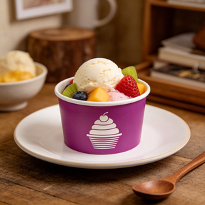 Custom Printed 2oz 3oz 4oz 5oz Tub Disposable Packaging <b>Paper</b> Ice Cream Pudding Dessert Container <b>Bowl</b> Cup With Logo - Product Image 2