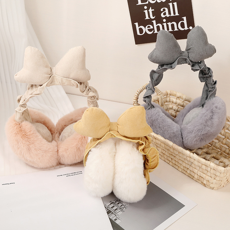 Милые наушники с бантом зимние женские наушники для девочек зимние теплые наушники мягкие складные зимние наушники для улицы