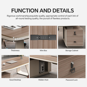 Bureau <span class=keywords><strong>de</strong></span> luxe moderne en forme <span class=keywords><strong>de</strong></span> L pour PDG bureau d'ombre en l Table <span class=keywords><strong>de</strong></span> patron noire pour le directeur Table <span class=keywords><strong>de</strong></span> bureau pièce maîtresse - Product Image 3