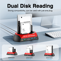 Boîtier de disque dur externe double SATA tout-en-un 2,5\" 3,5\" multifonctionnel USB vers SATA, boîtier USB 3.0, station d'accueil pour SSD HDD