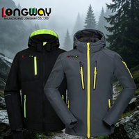 Veste softshell à capuche pour homme, coupe-vent et imperméable, fermeture éclair intégrale, veste de travail contrastée pour l'extérieur