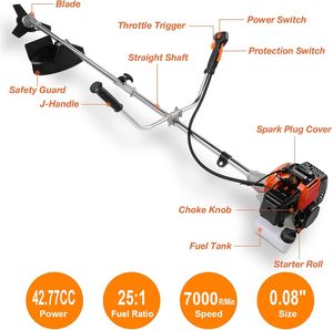 Desbrozadora y Cortacésped Manual de 2 Tiempos a Gasolina para Jardín, con 1400W de Alta Potencia para Recuperación de Terrenos - Product Image 4