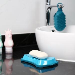 Jabonera Cuadrada de Plástico Azul, Desmontable, Minimalista, para Baño - Product Image 1