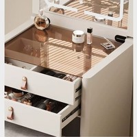 Table de toilette blanche personnalisée pour chambre à coucher, avec miroir et tabouret escamotable intégré, pour mobilier de chambre