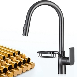 Robinet de cuisine monocommande monotrou en laiton, eau chaude et froide, avec douchette extractible, design anti-éclaboussures pour évier de lavage de légumes, OEM - Product Image 3
