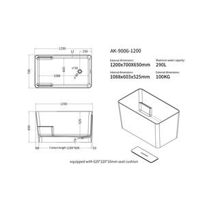 Robuste Kunststein badewanne Freistehende Badewanne mit fester Oberfläche für kleines Badezimmer - Product Image 6