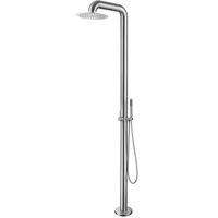 Colonne de douche extérieure autoportante en acier inoxydable 304 avec robinetterie au sol et finition or brossé pour hôtels