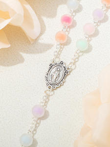 Chapelet fait main de couleur bonbon, perles de <span class=keywords><strong>prière</strong></span>, charme religieux de la Vierge Marie, crucifix catholique, cadeau <span class=keywords><strong>pour</strong></span> femmes - Product Image 5