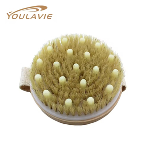Brosse à cheveux écologique en bois et nylon, ronde, avec <span class=keywords><strong>coussin</strong></span> et poignée souple, brosse douce pour le visage avec fonction <span class=keywords><strong>de</strong></span> massage - Product Image 5