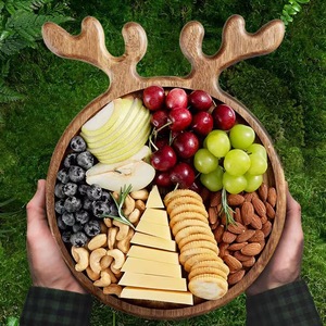 Plateau en bois en forme de bois de renne, couleur bois naturel, en bambou, pour servir des fruits et des en-cas, décoration de Noël, usage domestique - Product Image 2