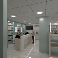 Étagères de Pharmacie Modernes Personnalisées avec Éclairage LED et Paniers Suspendus Éclairage LED - Mobilier de Magasin de Détail Personnalisable Écologique
