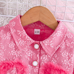 ชุดเซ็ตสองชิ้นสำหรับเด็กผู้หญิงลายดอกไม้สวยงามประดับโบว์และกระดุม เสื้อผ้าเด็กสุดหรูสำหรับงานปาร์ตี้ - Product Image 3