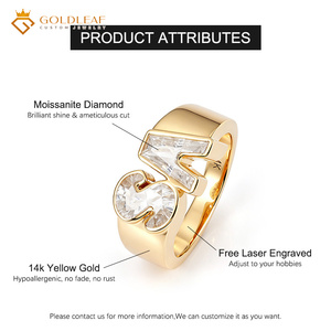 Bague personnalisée en or 14 carats avec moissanite D VVS1 de 1, 2, 3 ou 4 carats en forme de lettre, idéale pour un cadeau, un souvenir ou un usage quotidien - Product Image 4