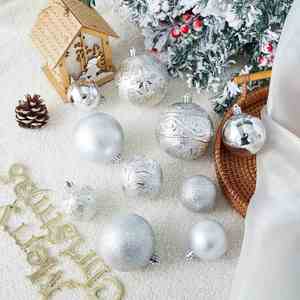 High Quality Diy 34pcs Shatterproof Plastic Silver White Custom Printed Combination <b>Christmas</b> Tree Hanging Ornaments Ball Set - Product Image 2