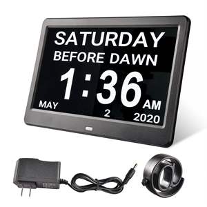 10-Inch LCD <b>Desk</b> & Table <b>Clock</b> Black with Day Display Option - Product Image 1